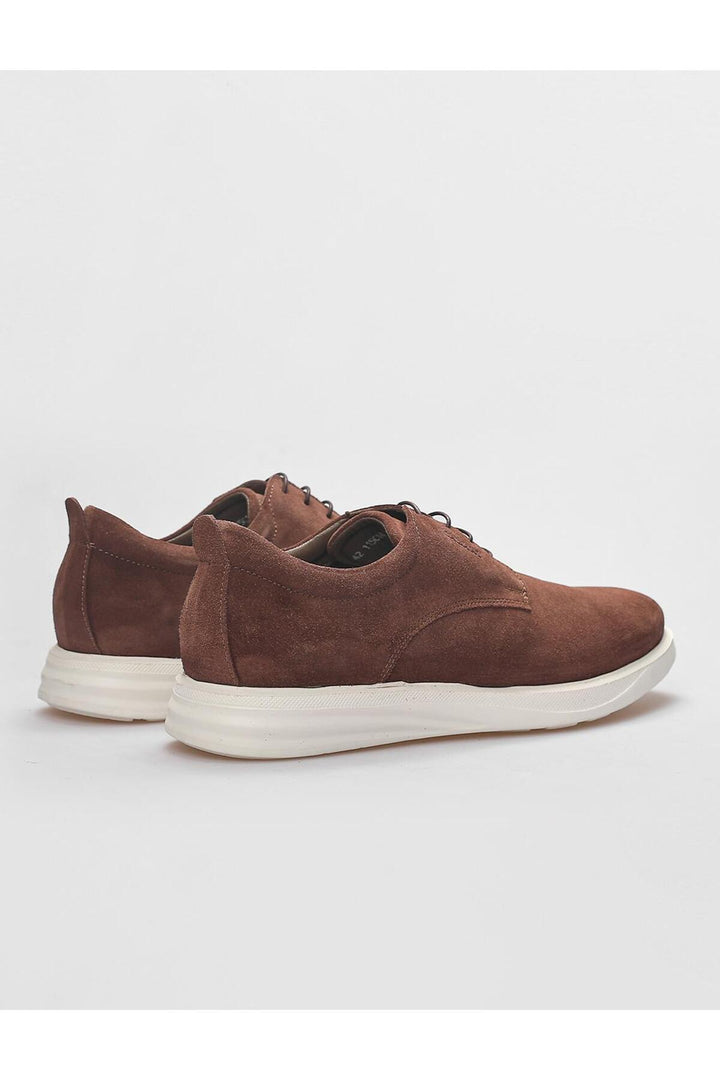 Cabani Shoes Chaussures de ville pour hommes en cuir véritable suédé marron clair à lacets - Noisette