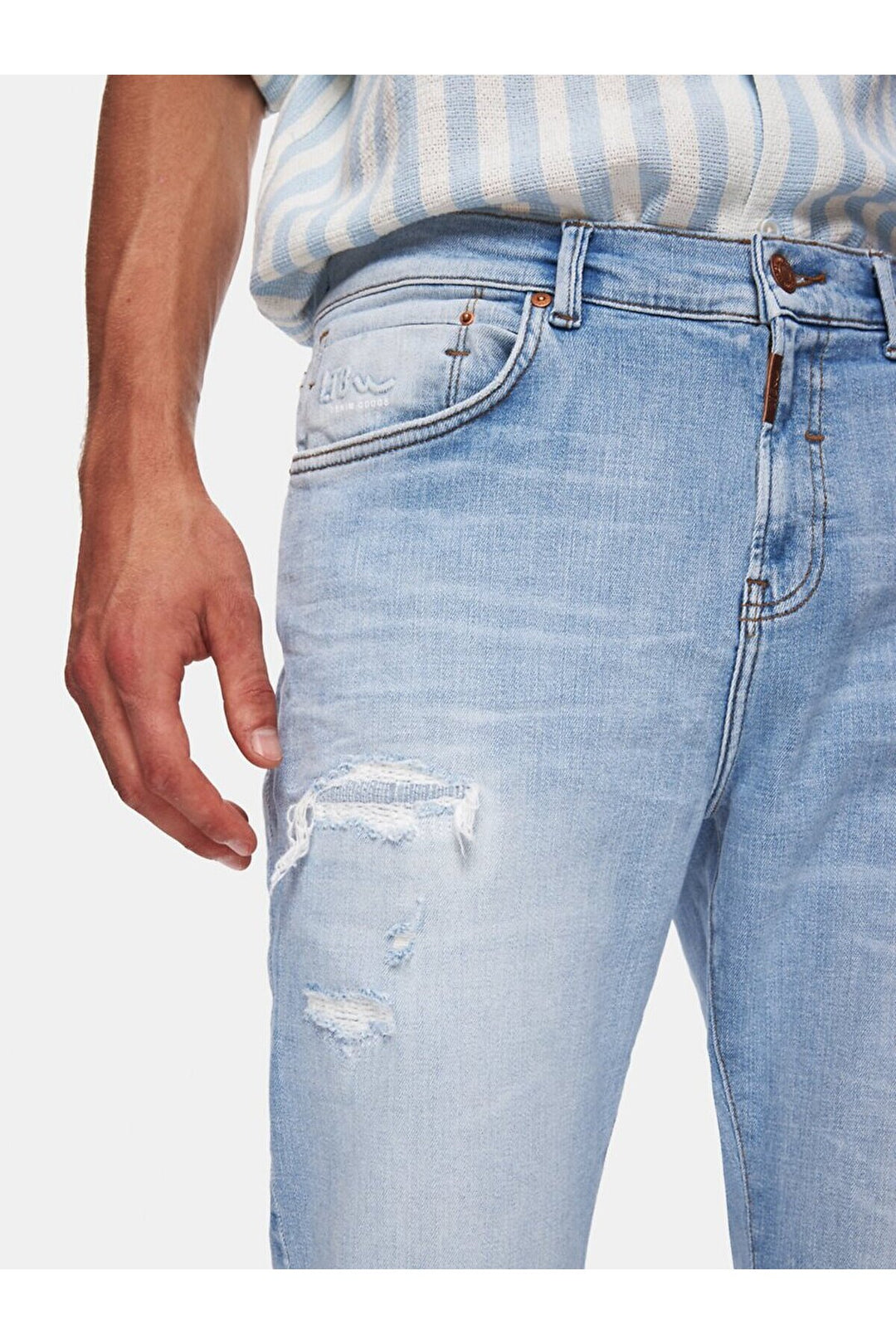 LTB Pantalon en Jean Taille Moyenne Étroite New Sawyer Y - orta Bleu_55634