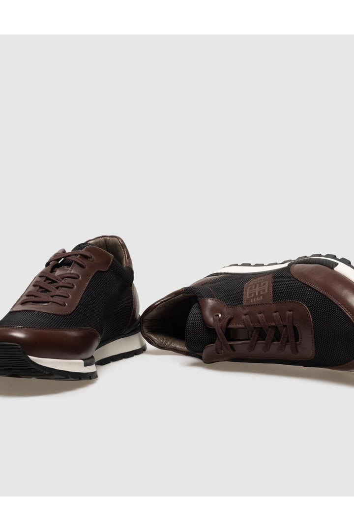 Cabani Shoes Chaussures de sport pour hommes en cuir véritable marron à lacets - Marron