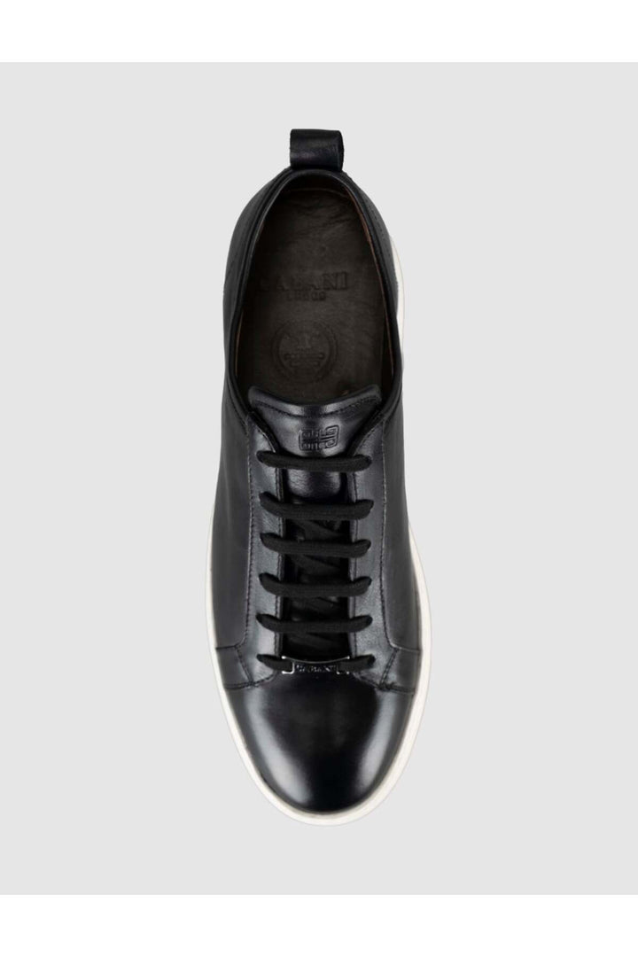 Cabani Shoes Baskets homme en cuir de veau véritable noir à lacets. - Multicolore