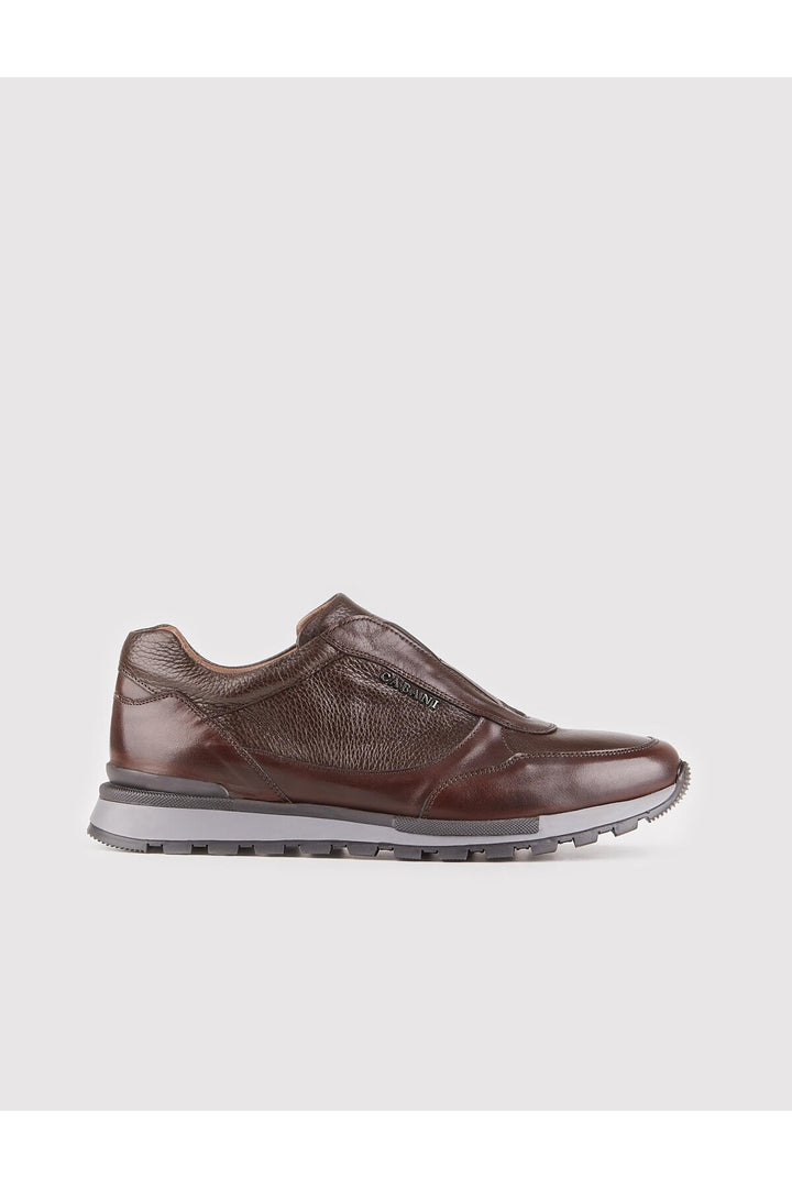 Cabani Shoes Chaussures de sport pour homme en cuir véritable avec semelle en caoutchouc légère, marron. - Marron