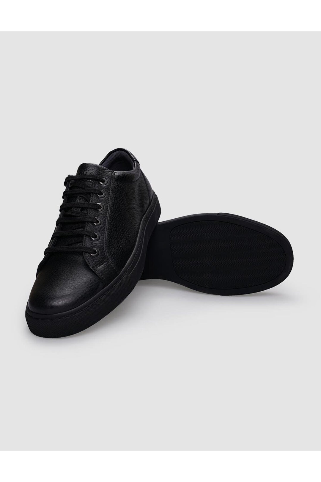 Cabani Shoes Chaussures de sport pour hommes en cuir véritable noires à lacets - Noir