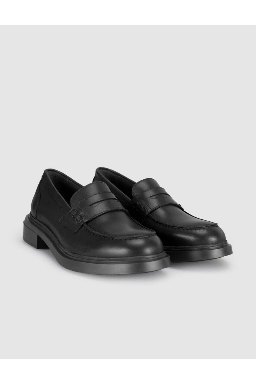 Cabani Shoes Chaussures Loafer pour Femme en Cuir Véritable à Semelle Épaisse Noire - Noir