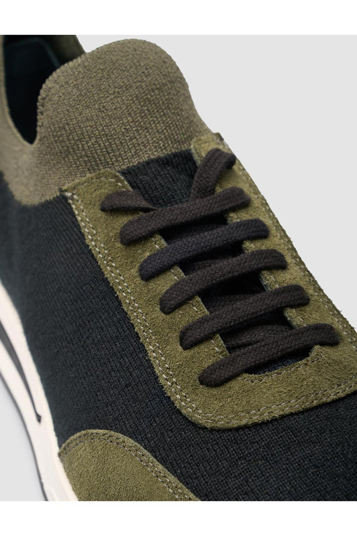 Cabani Shoes Chaussures de sport pour hommes en tricot vert avec lacets. - Vert