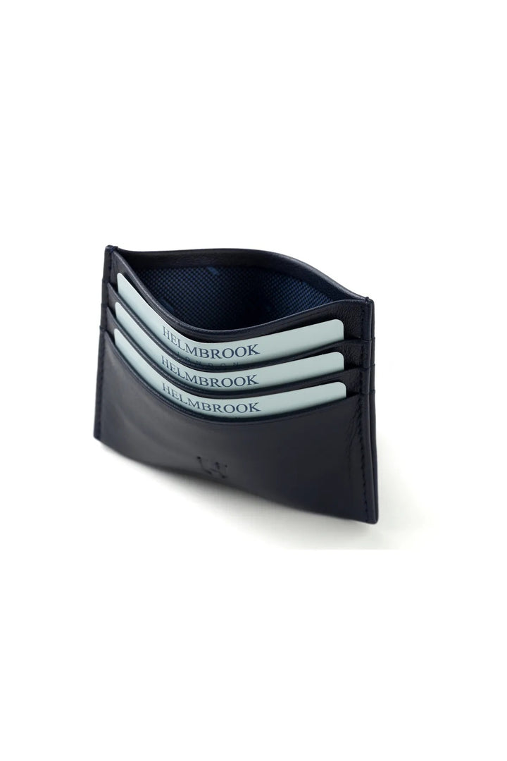 Helmbrook Porte-cartes en cuir véritable pour homme Slim Design RFID Protégé Barry Bleu marine
