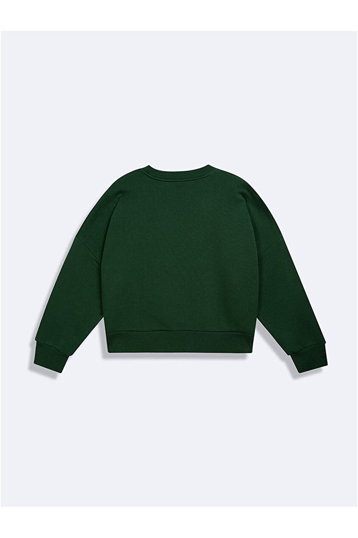 LTB Sweat-shirt vert imprimé à col rond et manches longues
