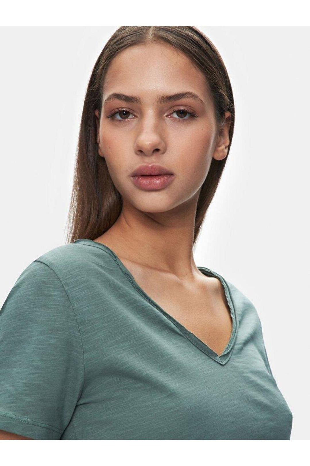 LTB Bafese - T-shirt à manches courtes avec col en V pressé -Femme- 1225801266089