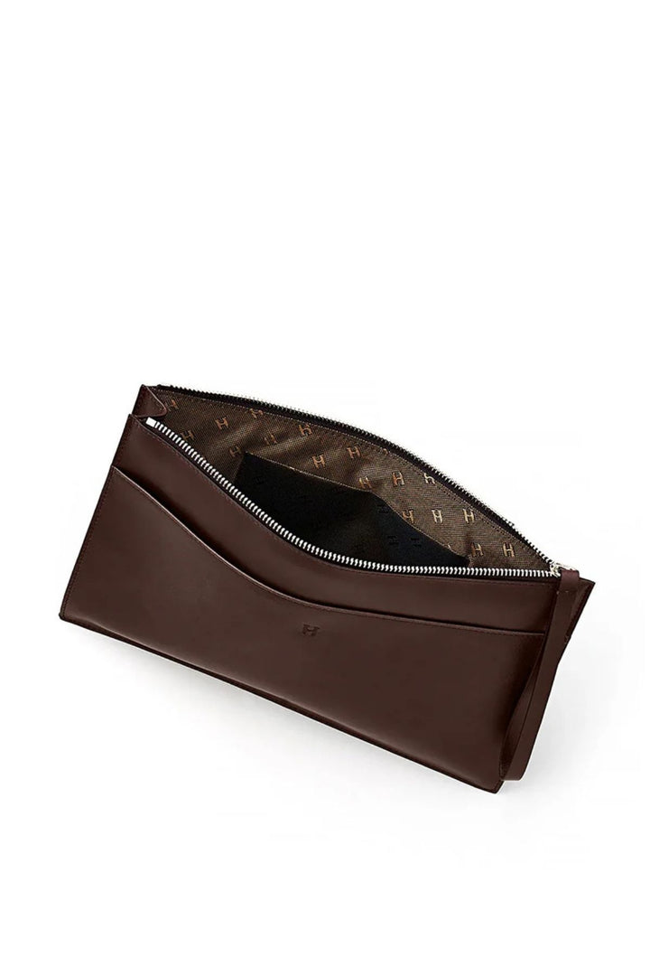 helmbrook Portefeuille en cuir véritable femme - Fermeture Éclair RFID - Café Beverly protégé
