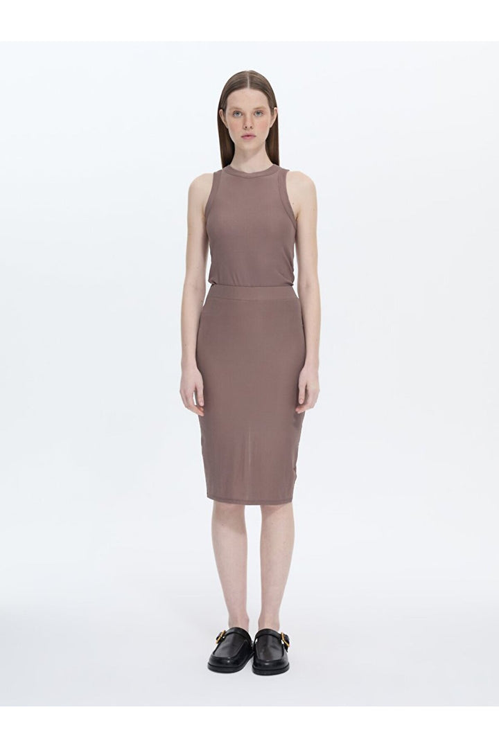 LTB Jupe violette fendue côtelée
