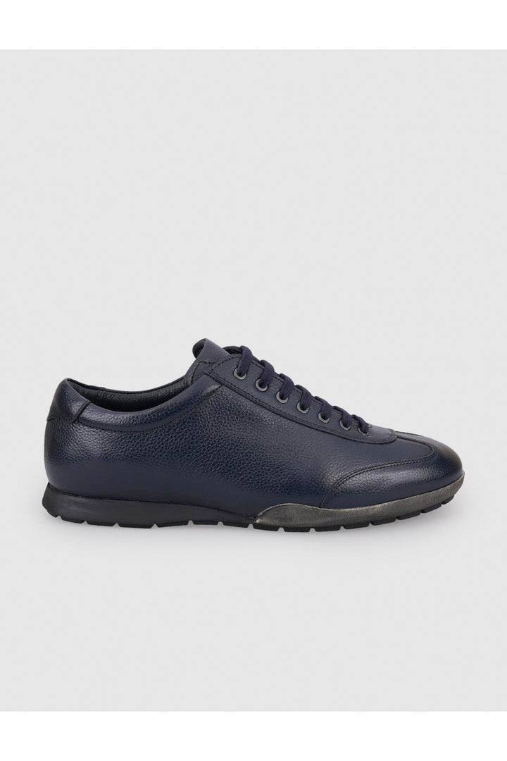 Cabani Shoes Chaussures de ville pour hommes en cuir véritable 100% bleu marine à lacets - Bleu marine