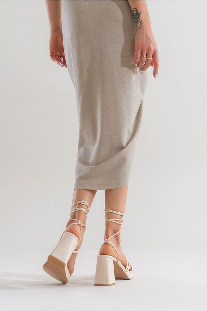 Wavelys Sandales à talons plateforme à lanières et à cordon pour femmes Carisa Platform Gate Shoes - Crème