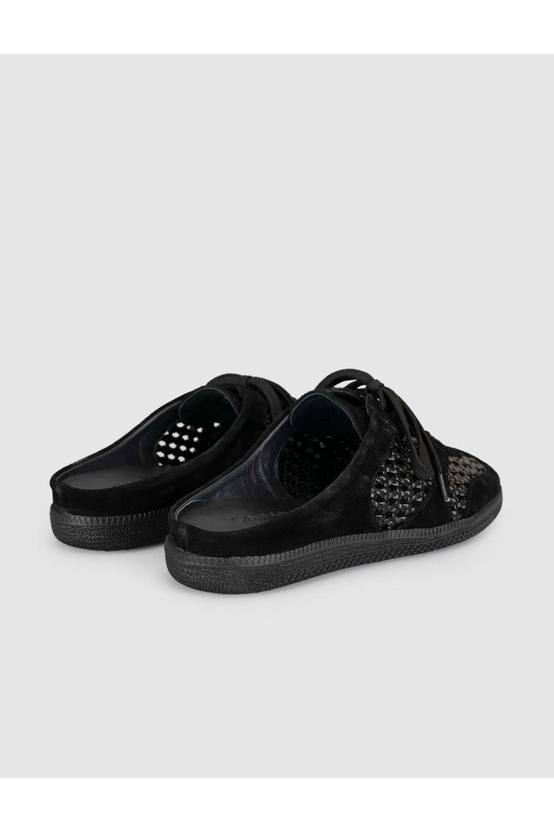 Cabani Shoes Baskets mule femme en cuir véritable noir - Multicolore
