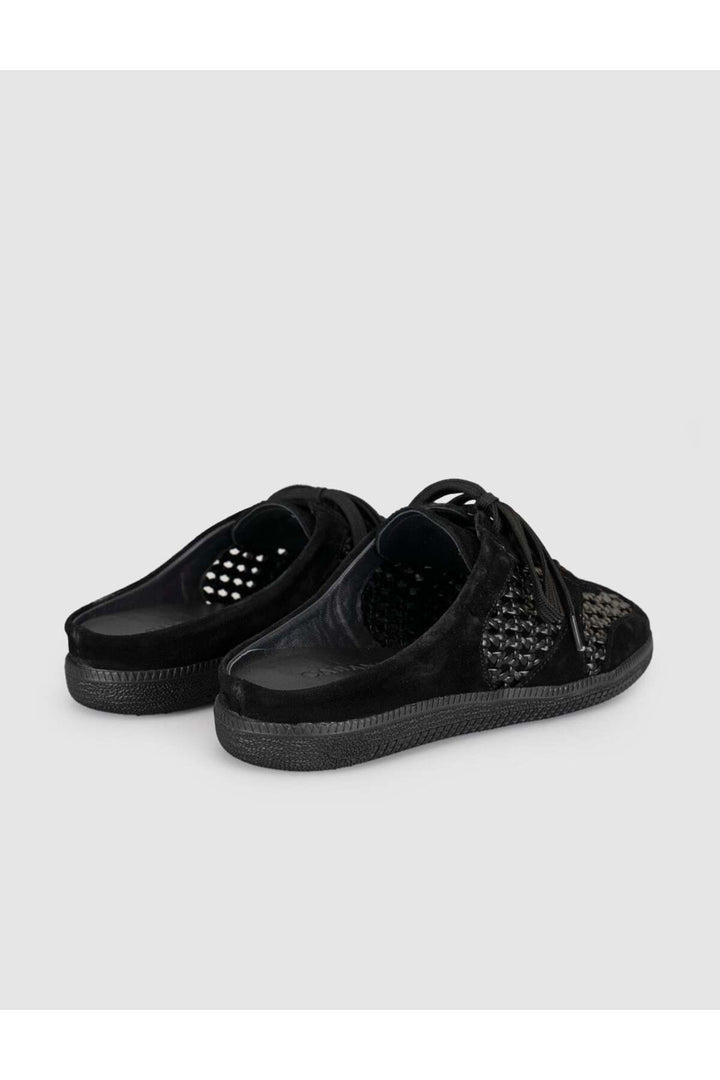 Cabani Shoes Baskets mule femme en cuir véritable noir - Multicolore