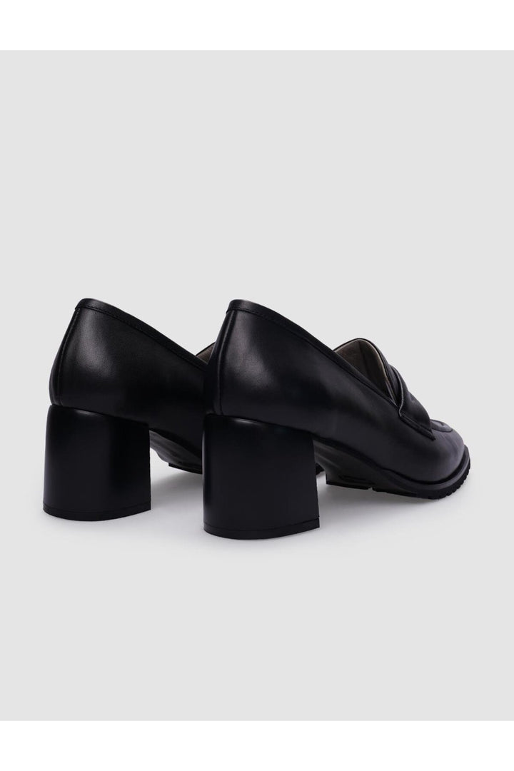 Cabani Shoes Chaussures à talons épais pour femmes en cuir véritable noir 100% - Multicolore