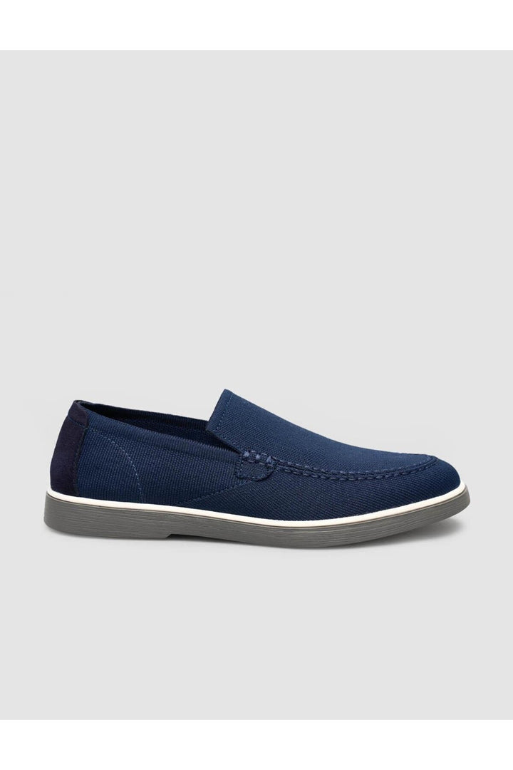 Cabani Shoes Chaussures en tricot pour hommes en bleu marine à tissage en osier. - Bleu marine