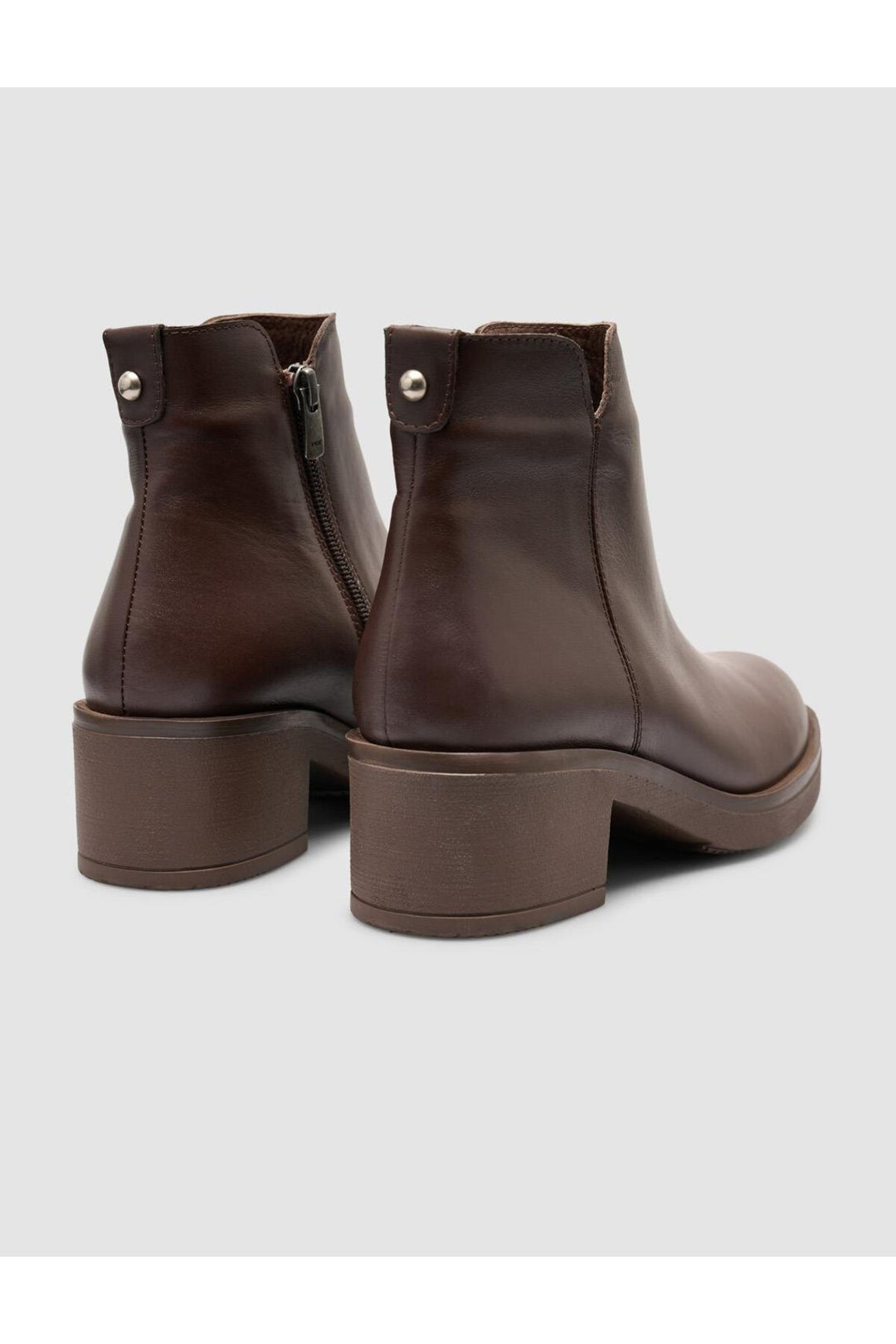 Cabani Shoes Bottines à talons pour femmes en cuir véritable 100 % marron avec clous. - Marron