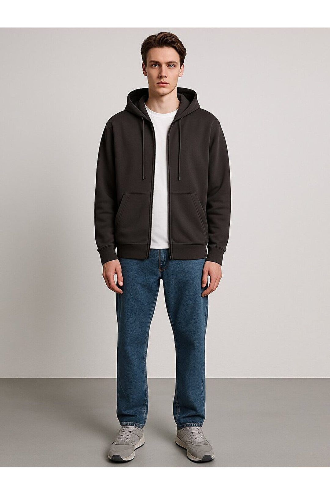LTB Sweat-shirt anthracite à capuche avec poche zippée