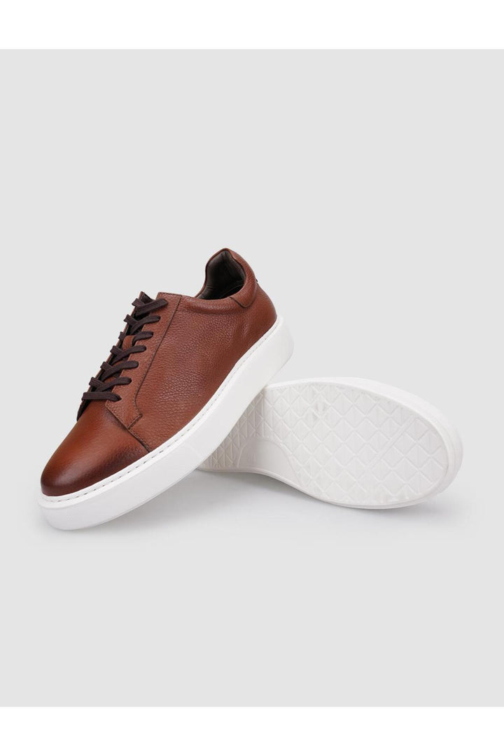 Cabani Shoes Chaussures de sport pour hommes en cuir véritable 100% marron avec lacets - Multicolore