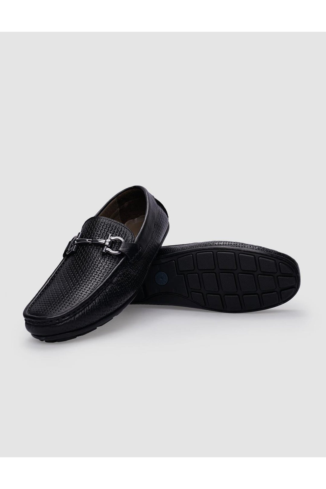 Cabani Shoes %100 Cuir véritable Mocassins pour hommes à boucle noire - Noir