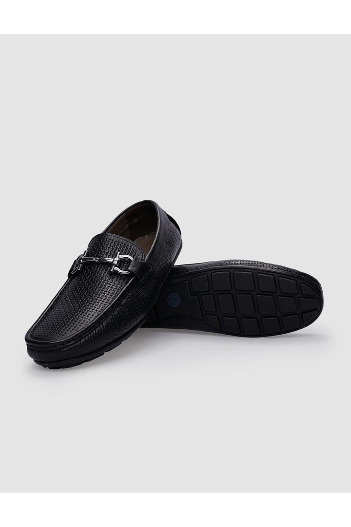 Cabani Shoes %100 Cuir véritable Mocassins pour hommes à boucle noire - Noir