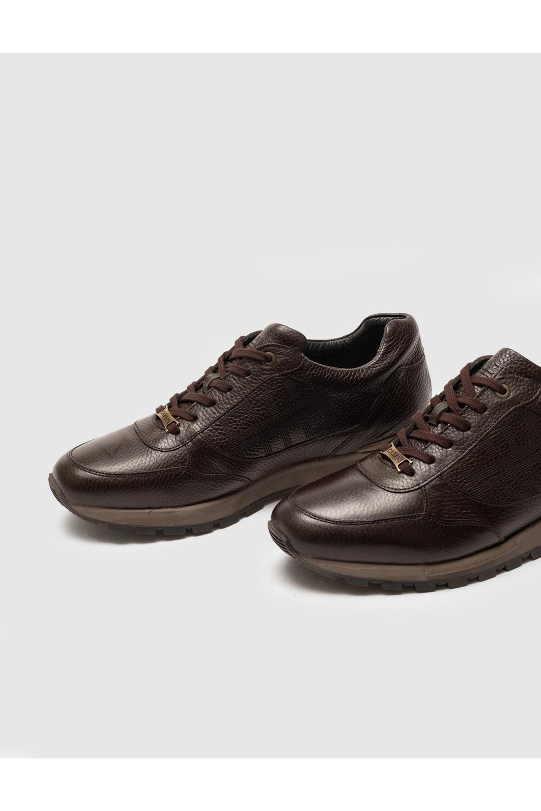 Cabani Shoes Chaussures de sport pour hommes en cuir véritable marron à lacets - Marron