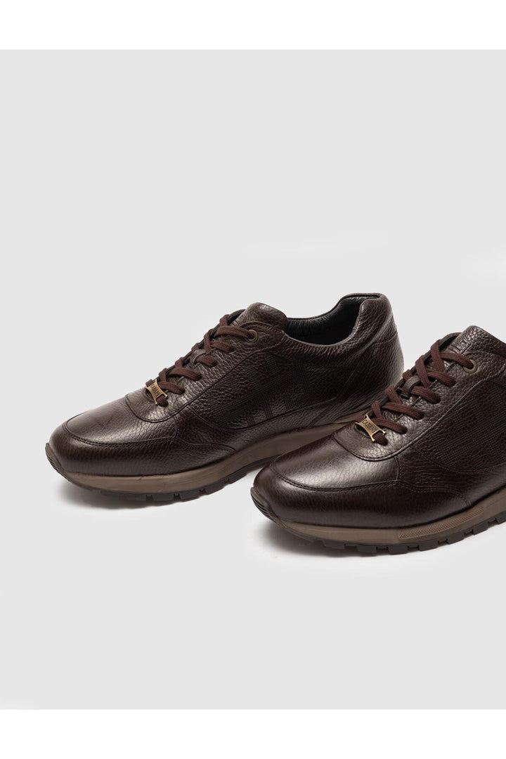 Cabani Shoes Chaussures de sport pour hommes en cuir véritable marron à lacets - Marron