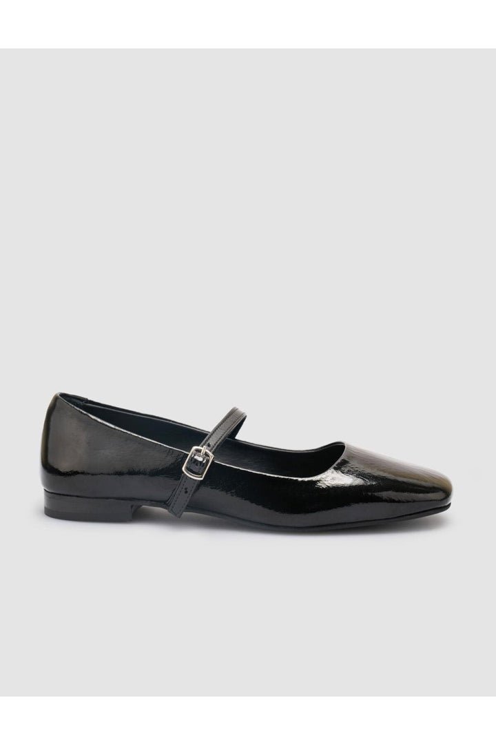 Cabani Shoes Ballerines femme en cuir véritable noir verni 100% - Noir