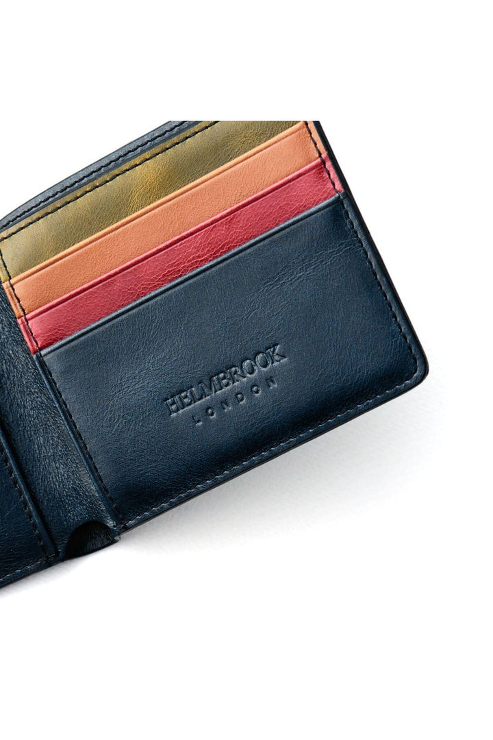 helmbrook Portefeuille en cuir véritable pour homme, design mince, multi-compartiments, protégé RFID, Eldridge Bleu marine Plus - Bleu marine