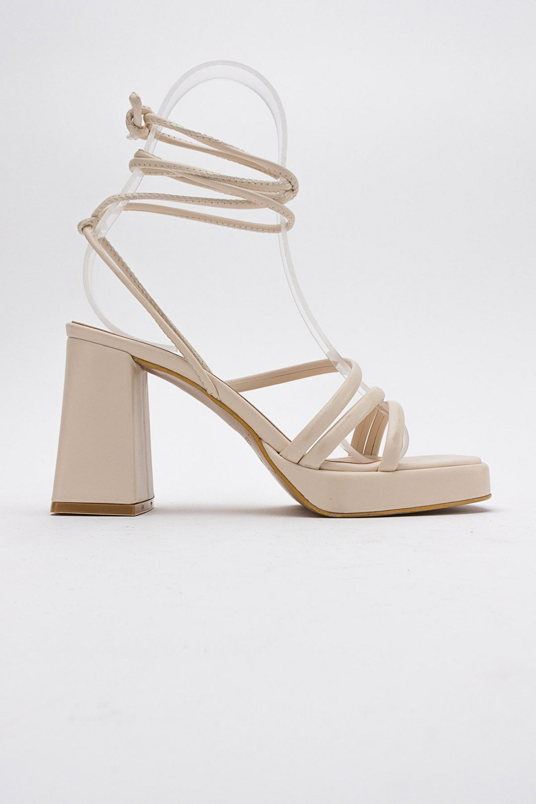 Wavelys Sandales à talons plateforme à lanières et à cordon pour femmes Carisa Platform Gate Shoes - Crème