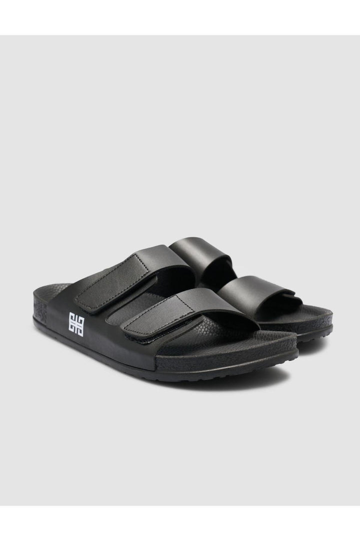 Cabani Shoes Sandale noire pour homme à velcro - Noir