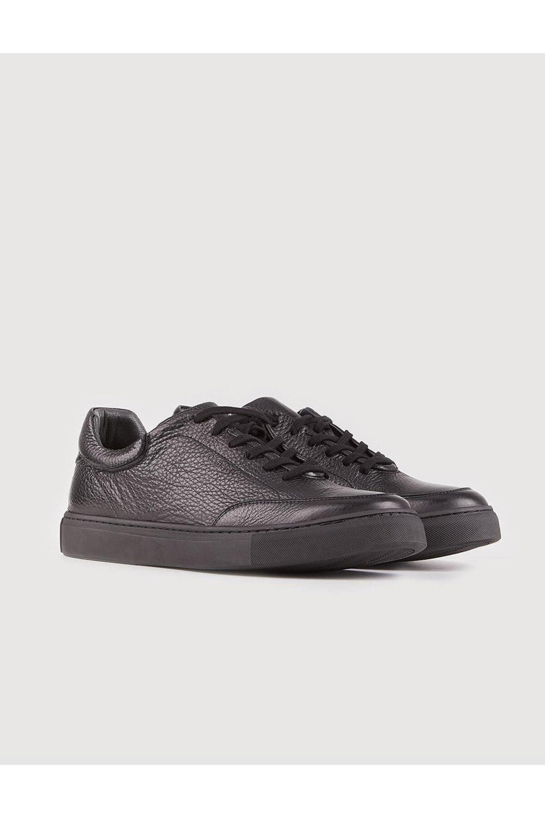 Cabani Shoes Chaussures de sport pour hommes en cuir véritable, noires, à lacets, avec semelle en caoutchouc. - Noir
