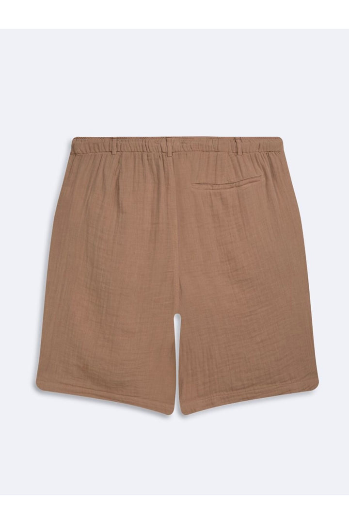 LTB Short marron à taille élastique en tissu bouclé - Marron