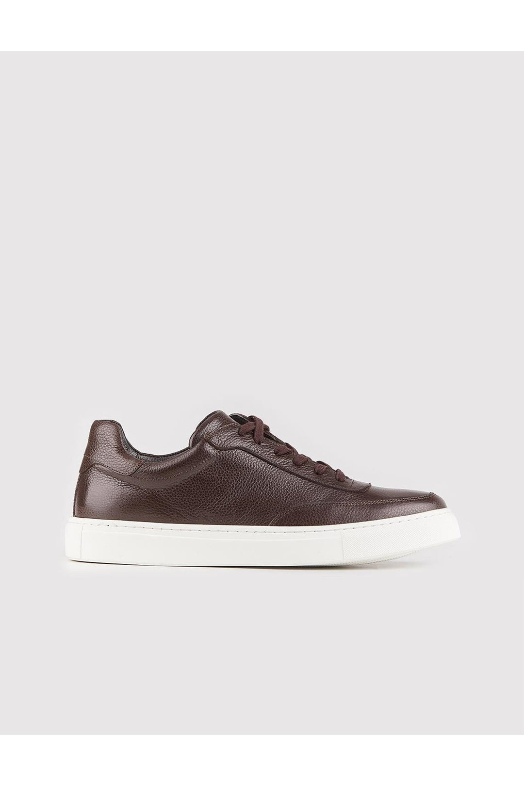 Cabani Shoes Chaussures de sport pour hommes en cuir véritable, à lacets, marron avec semelle blanche. - Marron
