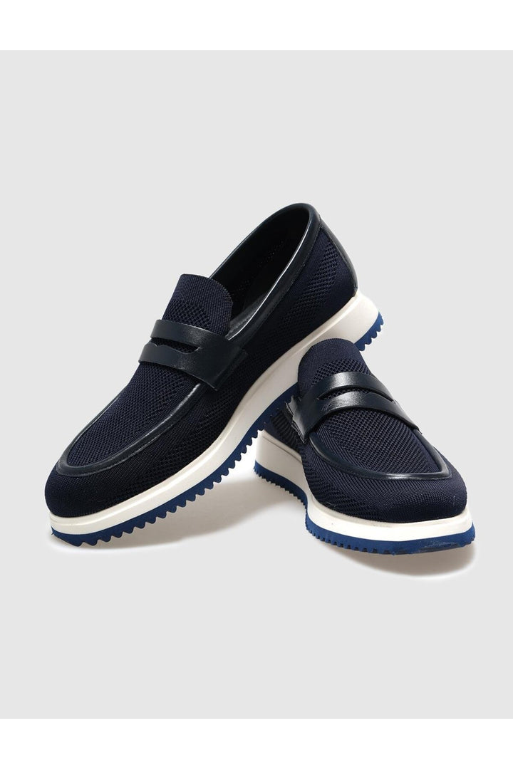 Cabani Shoes Chaussures de ville pour homme en tricot bleu marine - Bleu marine