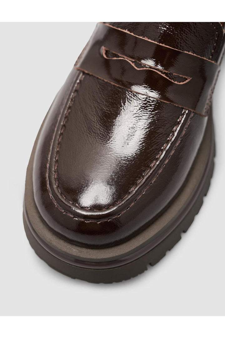 Cabani Shoes Chaussures Loafer Femme en Cuir Verni Marron - Marron