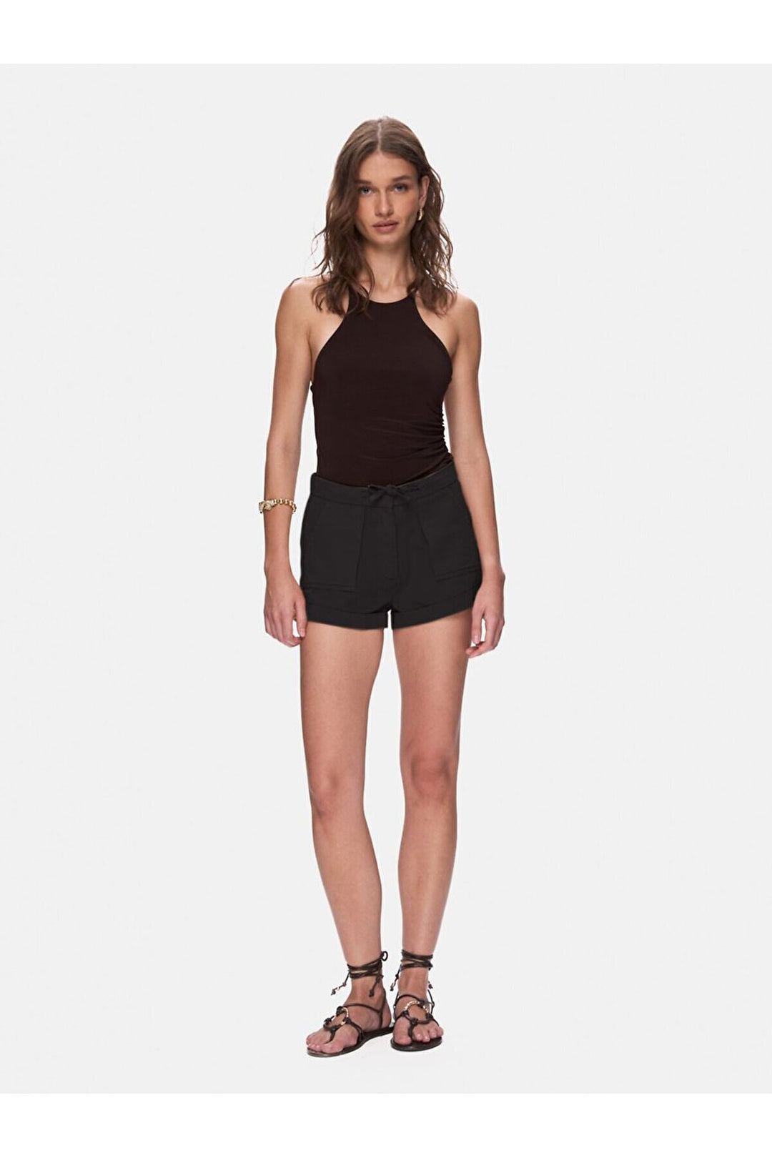 LTB Mini short noir classique en gabardine