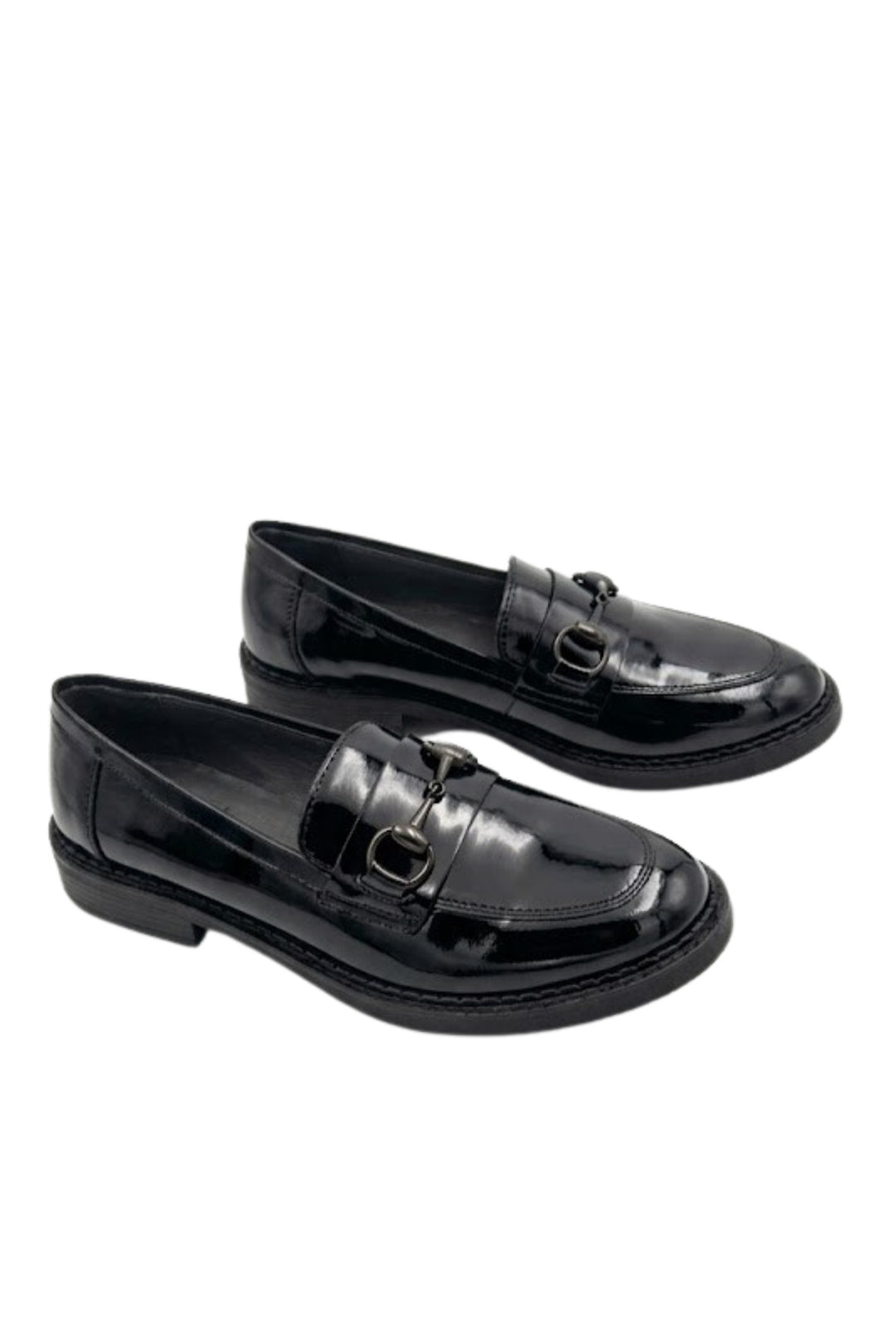 Wavelys STAN Chaussures élégantes et confortables en cuir verni noir adaptées pour le bureau et un usage quotidien - Noir