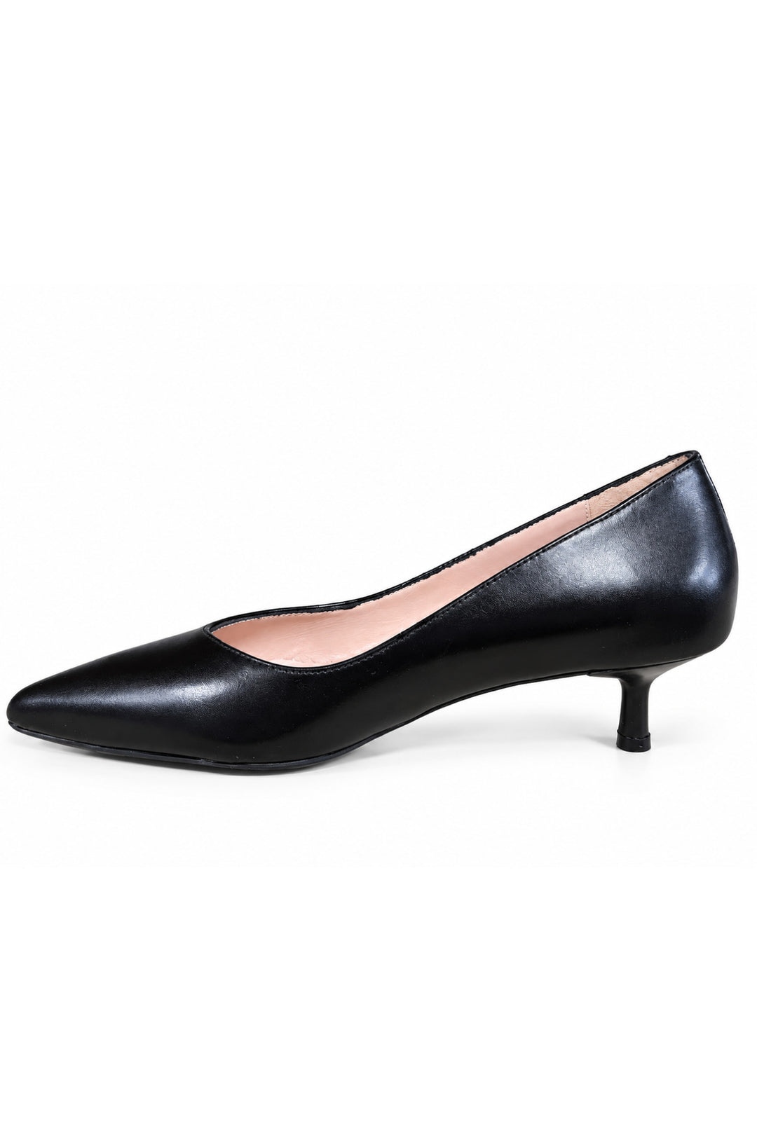 Wavelys Intérieur Extérieur Cuir Véritable Élégant Escarpin à Talon Kitten à Bout Pointu - Noir