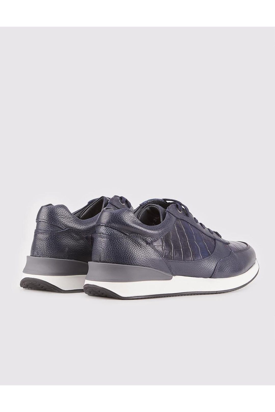 Cabani Shoes Chaussures de sport pour hommes en cuir véritable bleu marine à lacets avec semelle thermo. - Bleu marine