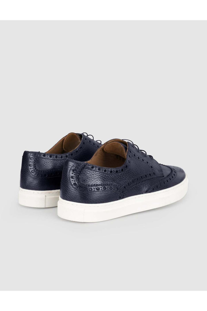 Cabani Shoes Bleu marine Cuir Véritable Chaussures Oxford pour Hommes - Bleu marine