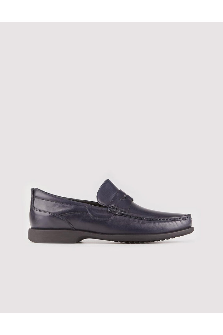 Cabani Shoes Chaussures de ville pour hommes en cuir véritable à semelle en caoutchouc antidérapante bleu marine - Bleu marine