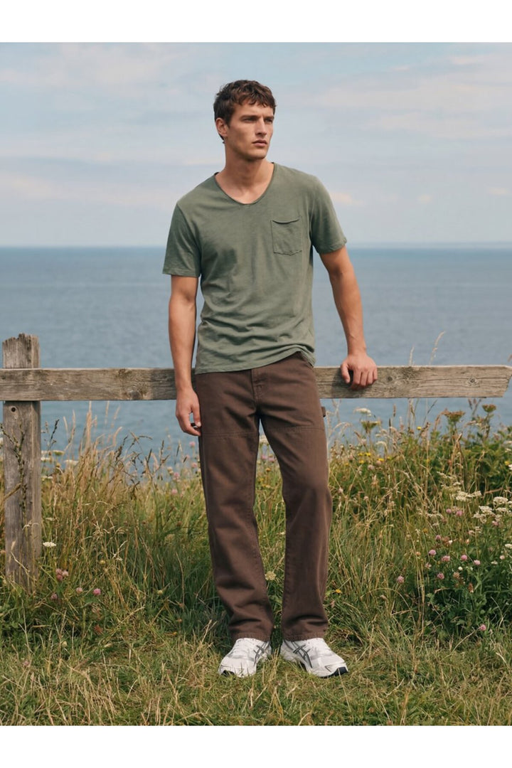 LTB T-shirt vert à col large et poches - Vert