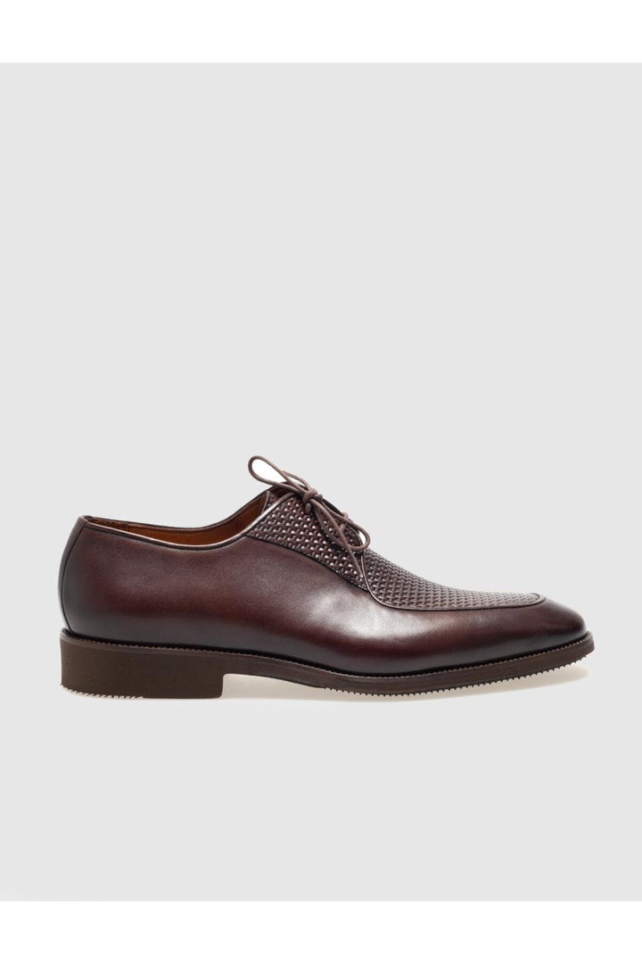 Cabani Shoes Chaussures classiques pour hommes en cuir véritable marron à lacets - Marron