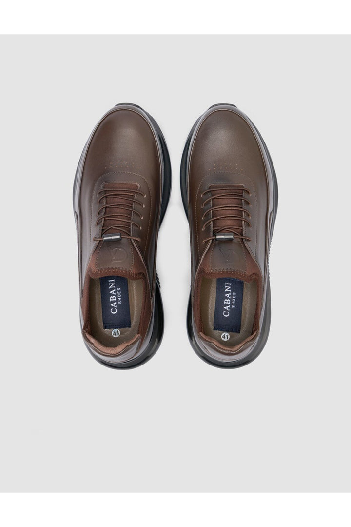 Cabani Shoes Chaussures de ville pour hommes en cuir véritable 100 % marron à lacets - Marron