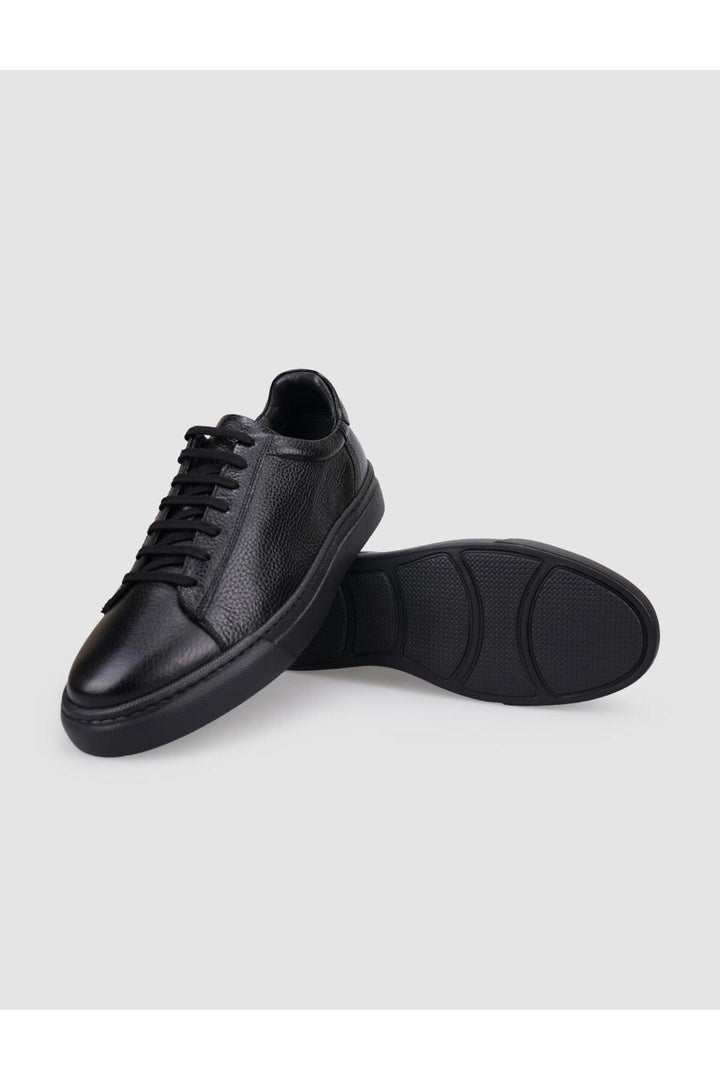 Cabani Shoes Sassari %100 Cuir Véritable Chaussures de Sport pour Hommes Noires à Lacets - Noir