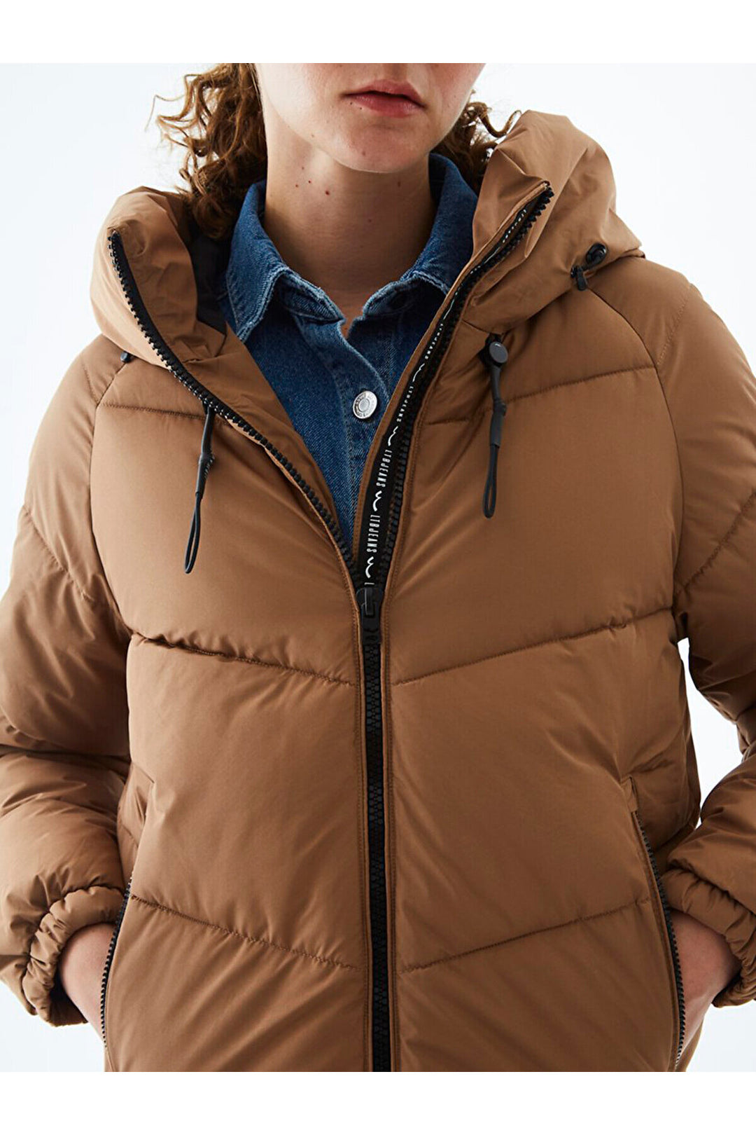 LTB Veste à capuche gonflable de couleur marron