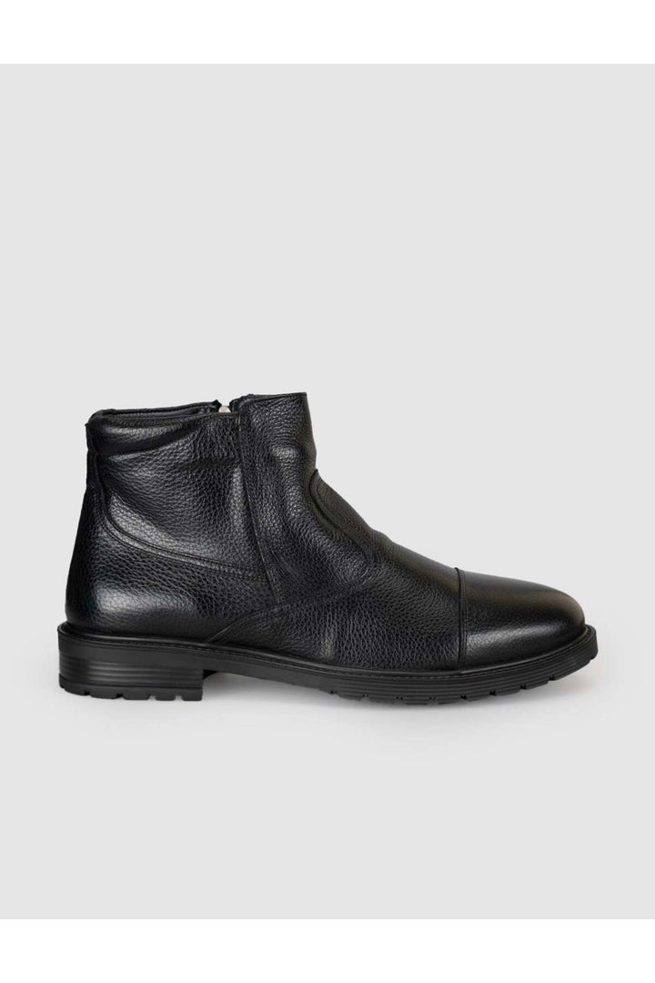 Cabani Shoes Bottines classiques pour hommes en cuir véritable avec fourrure noire et fermeture éclair - Multicolore