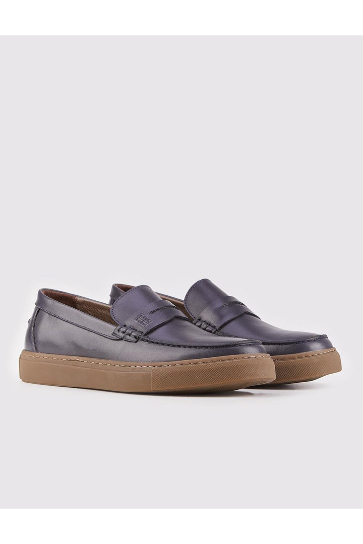 Cabani Shoes Chaussures Loafer en cuir véritable bleu marine pour homme - Bleu marine
