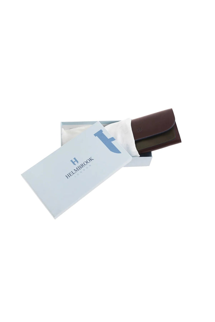 Helmbrook Femme Cuir Véritable Grand Portefeuille Fermoir à bouton-pression Protégé par RFID Charlotte Café Kaki