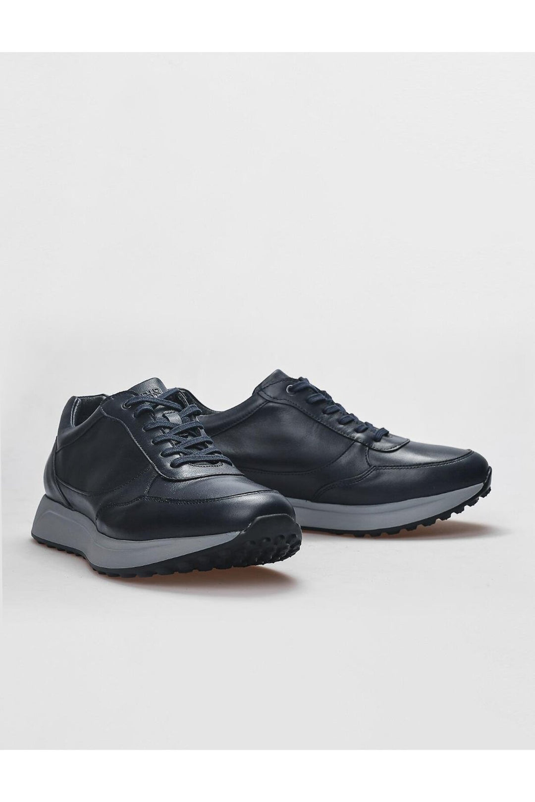 Cabani Shoes Chaussures de sport pour hommes en cuir véritable bleu marine à lacets - Bleu marine